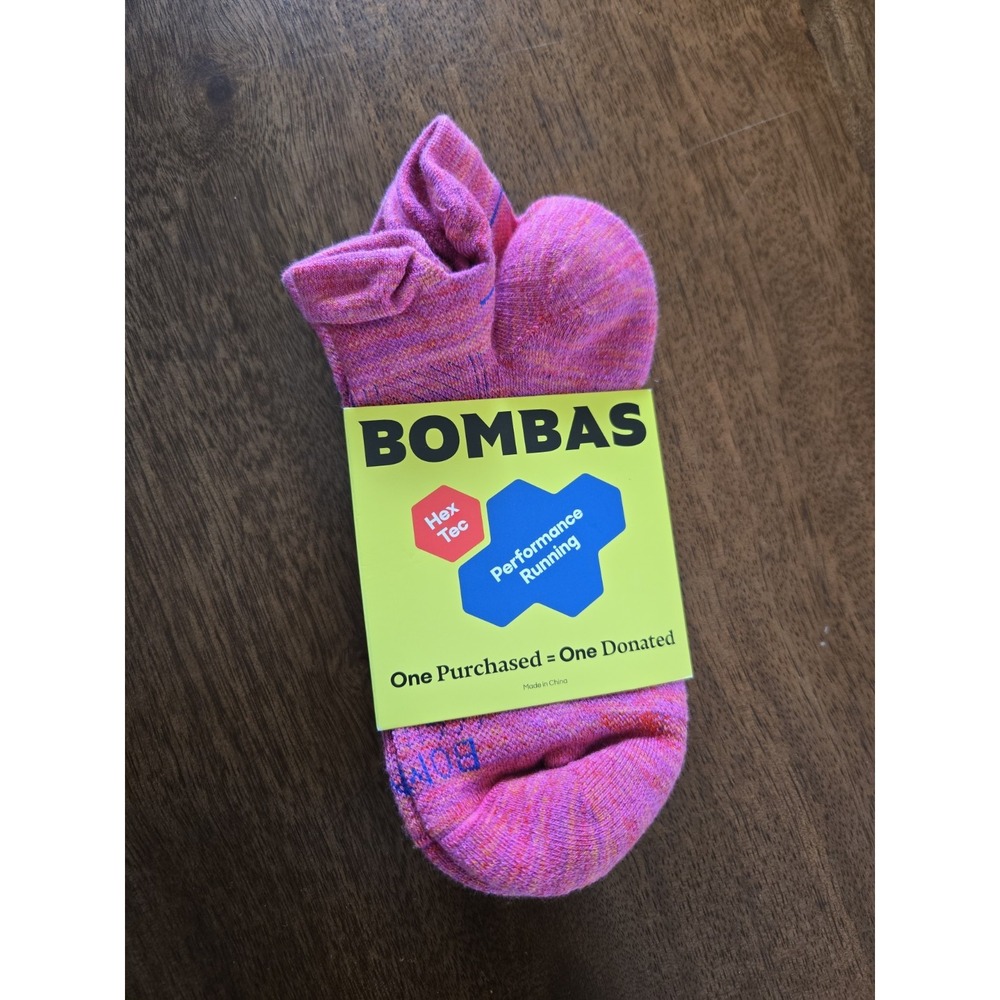 Bombas Women's HexTec Performance Running Ankle Socks 1 Pair S (4-7.5) Pink NWT
